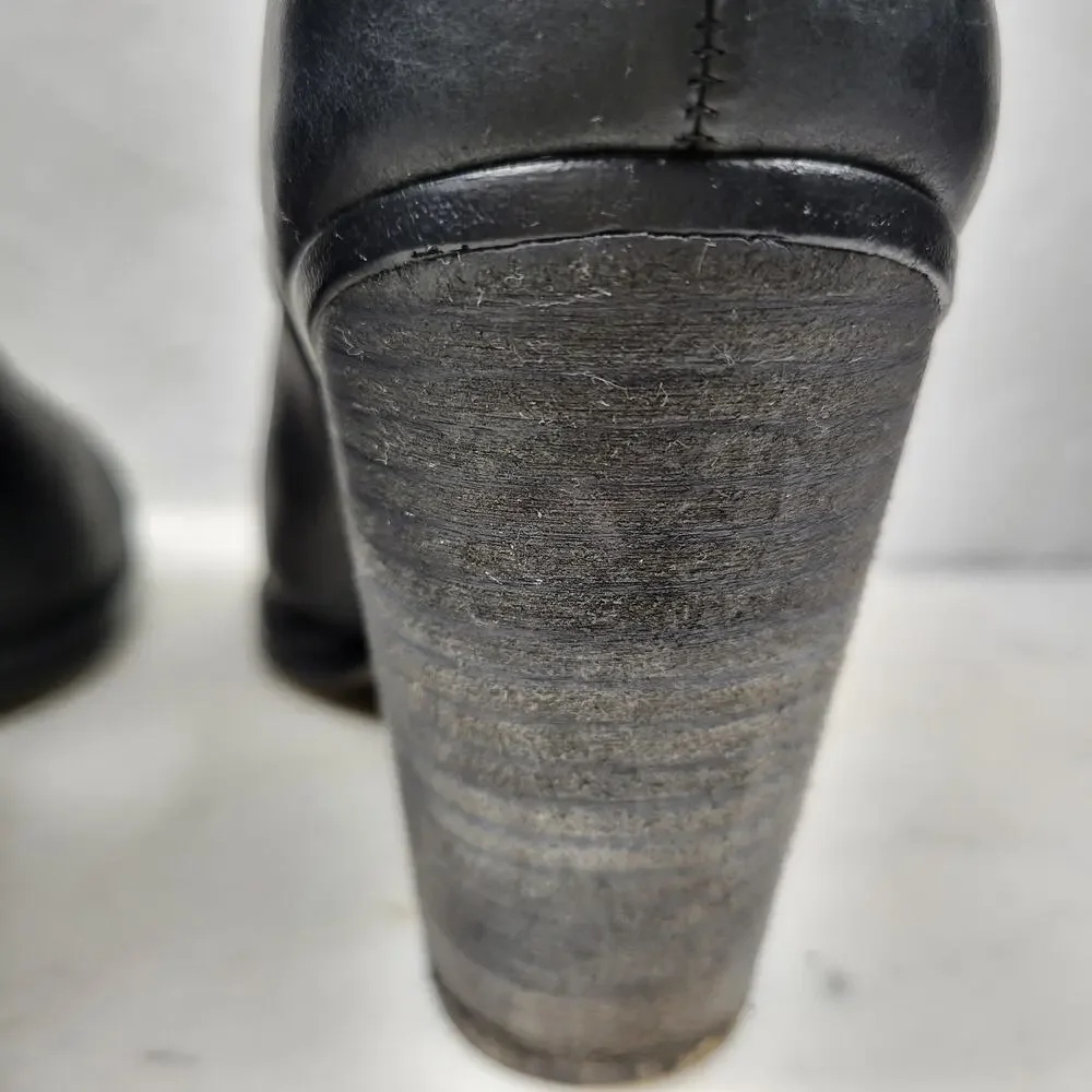 Vince‎ Camuto Helyn Ankle Boots Womens 8.5 Black Soft Leather Pull On Block Heel